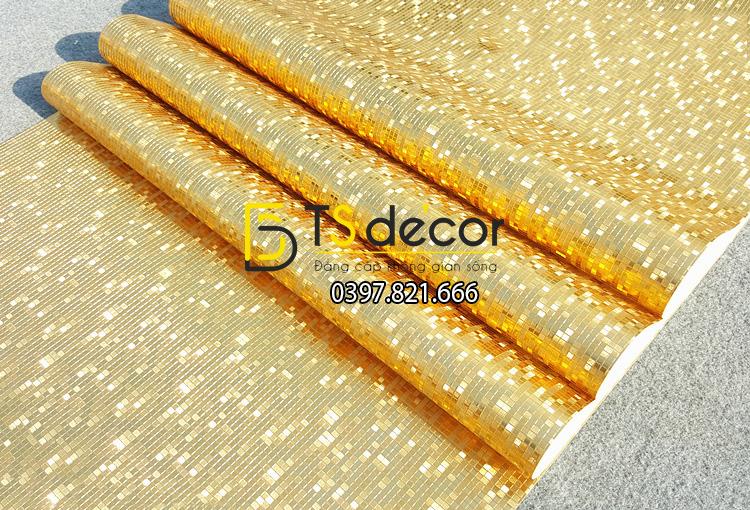 Giấy dán tường khảm vàng bạc màu vàng óng ánh 3D182