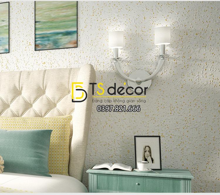 Giấy dán tường kiểu nhám sơn gai 3D204 màu trắng