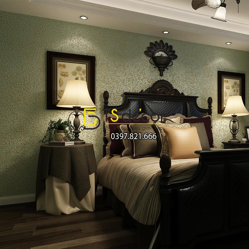 Giấy dán tường kiểu nhám sơn gai 3D204 trang trí phòng ngủ