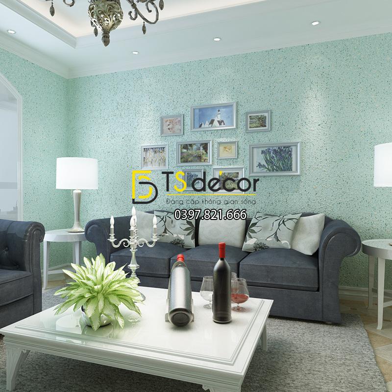 Giấy dán tường kiểu nhám sơn gai 3D204 màu xanh nước biển
