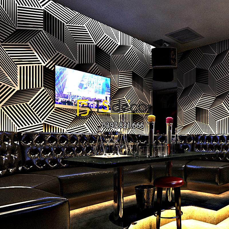 Giấy dán tường quán karaoke hình hộp 3 chiều 3D201- màu trắng