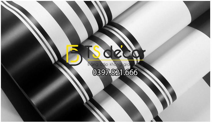Bề mặt Giấy dán tường kẻ sọc đen trắng 3D092