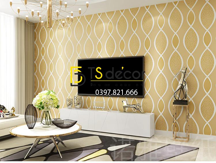 Giấy dán tường sọc sóng biển màu vàng