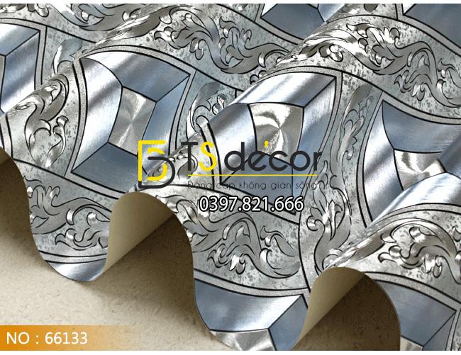 Giấy dán trần vàng óng 3D113 màu xám xanh