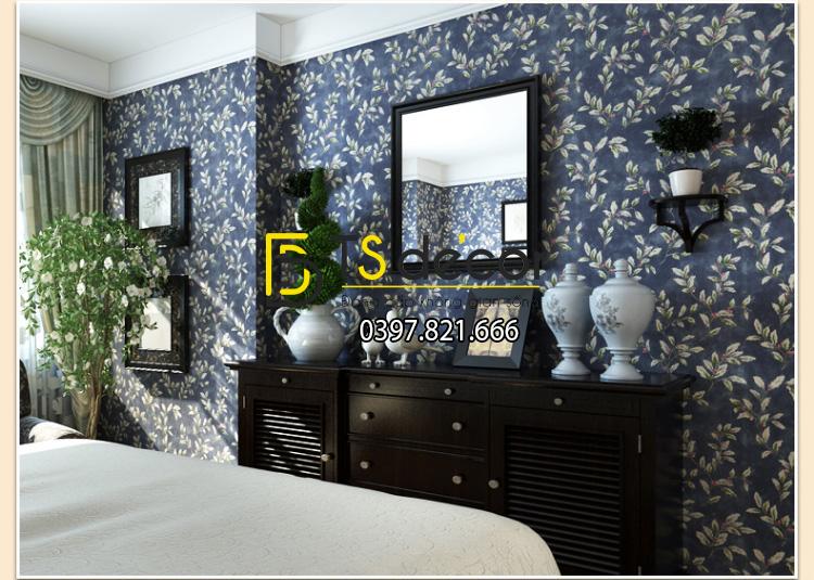 Giấy dán tường vườn cây kiểu tranh sơn dầu trang trí phòng ngủ