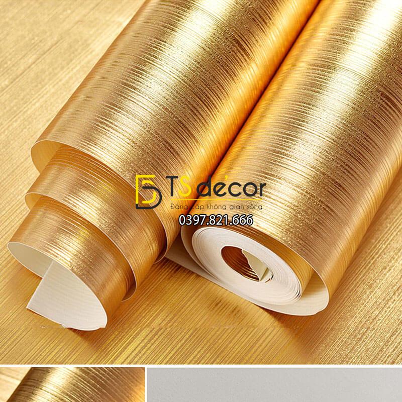 Giấy dán trần vàng óng sang trọng 3D298 vân tóc rối