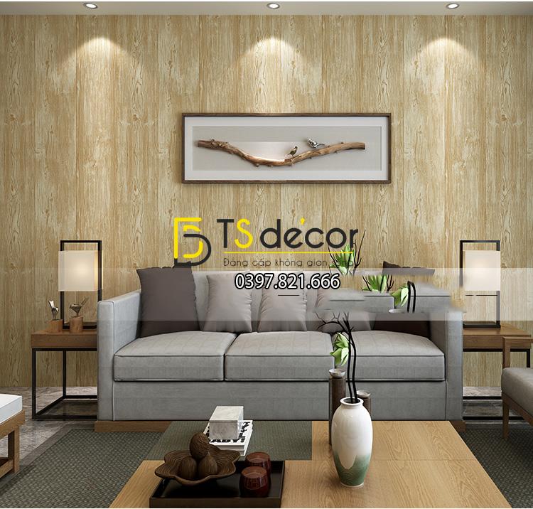 Giấy dán tường giả gỗ 3D103 màu beige thanh nhã