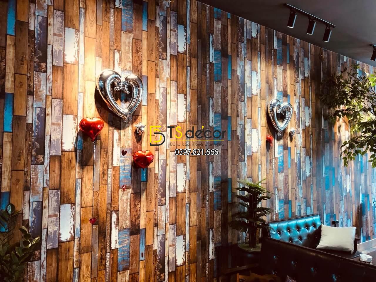 Giấy dán tường giả gỗ ván cổ vintage 3D290