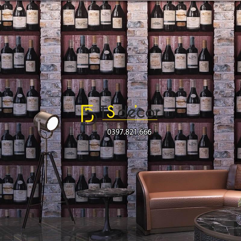 Giấy dán tường giả hầm rượu tây 3D310