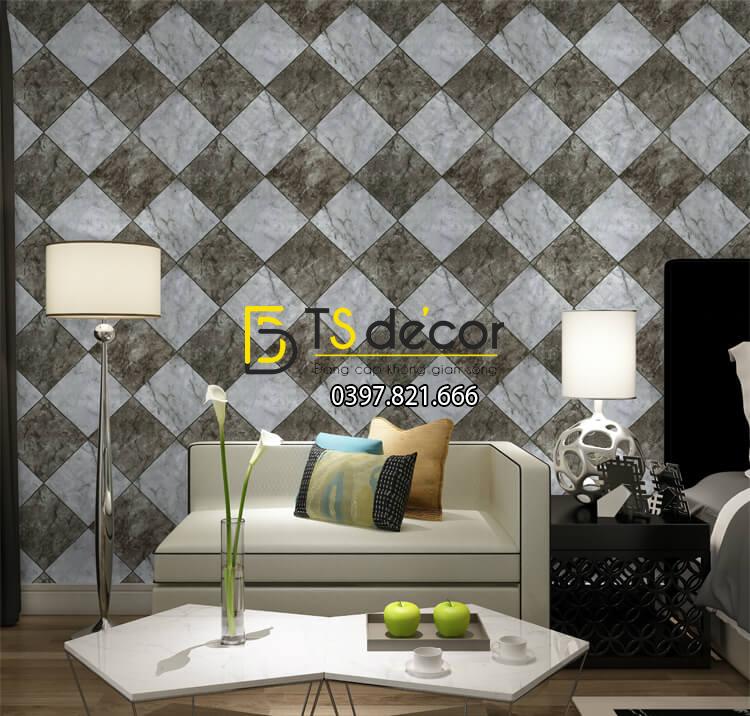 Giấy dán tường gạch caro 3D268 màu xám đất