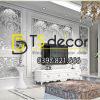 Giấy dán tường hoa móc trắng cổ điển 3D299 phòng khách Giấy dán tường hoa móc trắng cổ điển 3D299 phòng khách