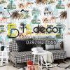 Giấy dán tường họa tiết Dubai sa mạc 3D260 dán phòng khách