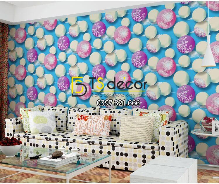 Giấy dán tường họa tiết bóng bay 3D278 màu xanh phòng khách