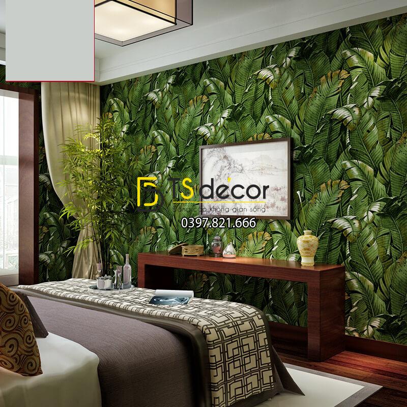 Giấy dán tường họa tiết lá chuối dân dã 3D262 dán phòng ngủ