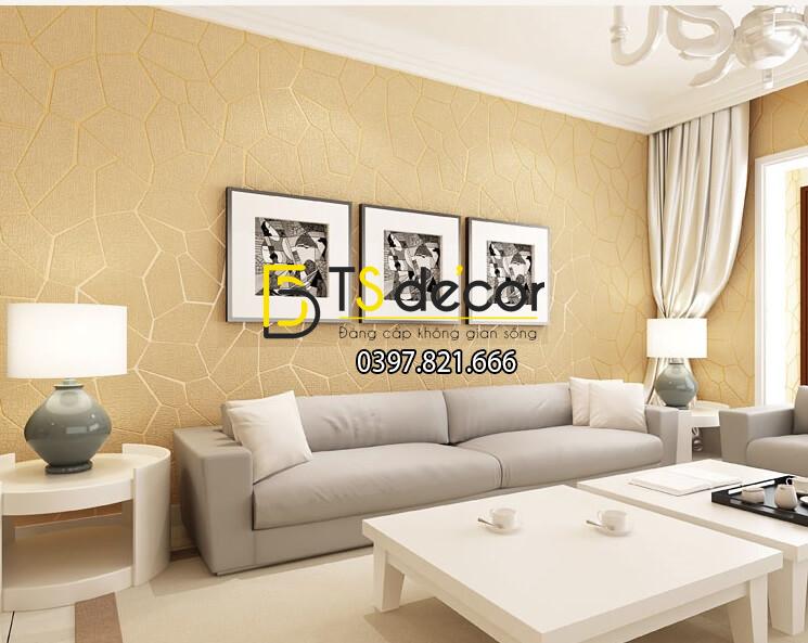 Giấy dán tường họa tiết vế nứt 3D274 màu be dán phòng khách