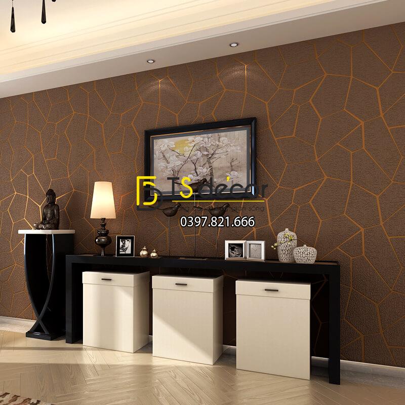 Giấy dán tường họa tiết vế nứt 3D274 màu nâu dán phòng khách