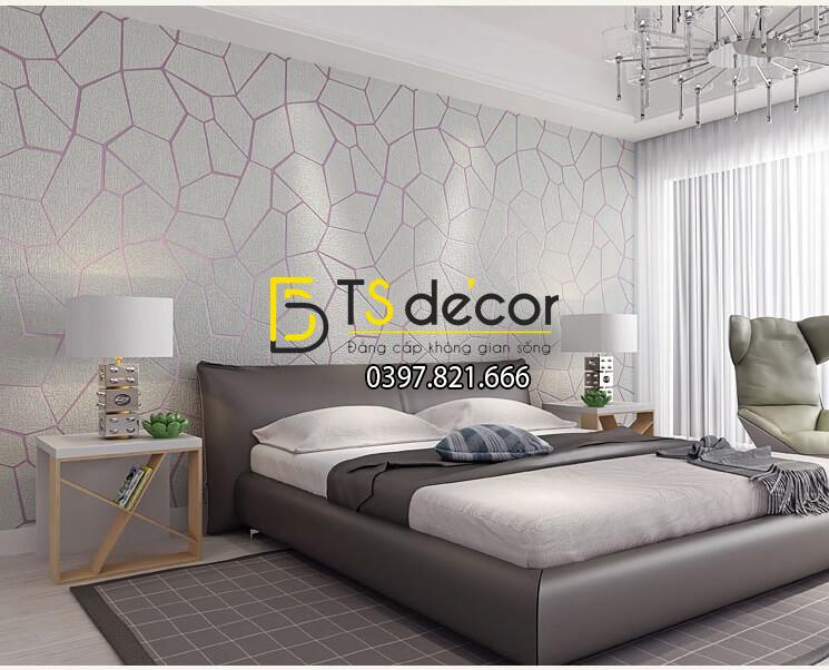 Giấy dán tường họa tiết vế nứt 3D274 màu xám dán phòng ngủ