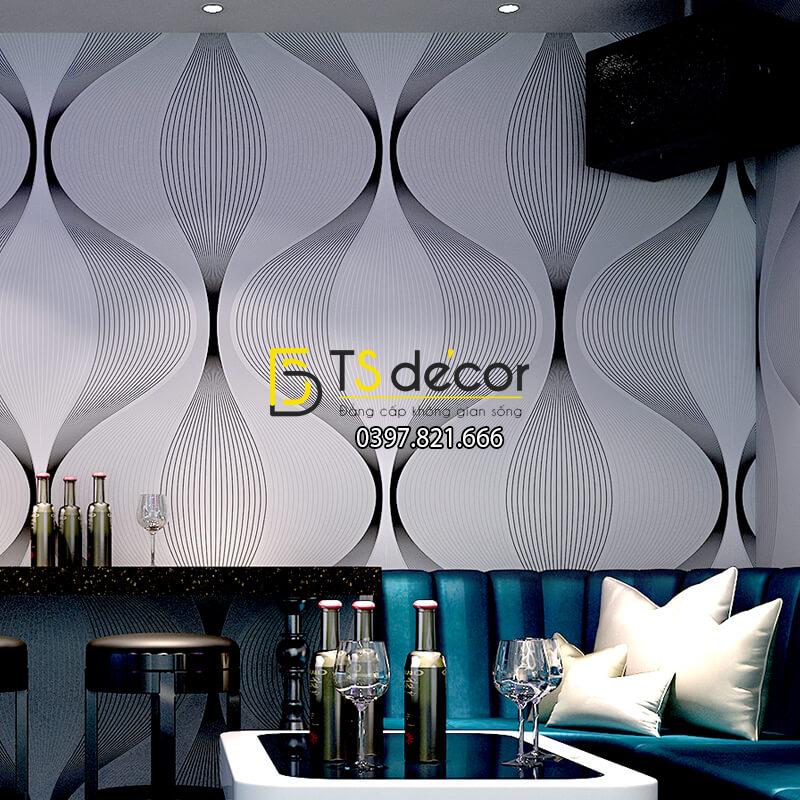 Giấy dán tường karaoke lượn sóng 3D270 màu trắng