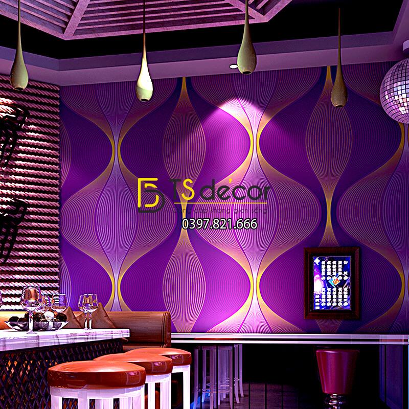 Giấy dán tường karaoke lượn sóng 3D270 màu tím