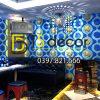 Giấy dán tường karaoke mắt xích tròn màu xanh 3D309 Giấy dán tường karaoke mắt xích tròn màu xanh 3D309
