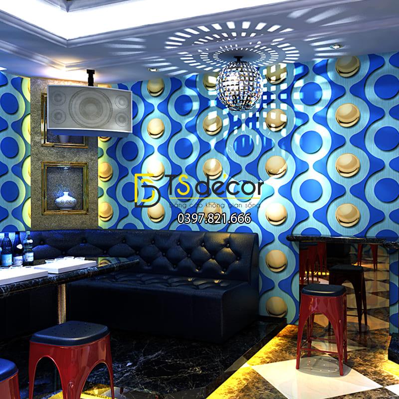 Giấy dán tường karaoke mắt xích tròn màu xanh 3D309