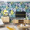 Giấy dán tường lá chuối xanh tím 3D258 trang trí phòng khách Giấy dán tường lá chuối xanh tím 3D258 trang trí phòng khách