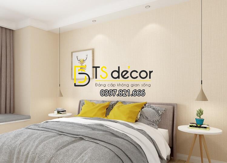 Giấy dán tường một màu giả vải 3D281 màu be