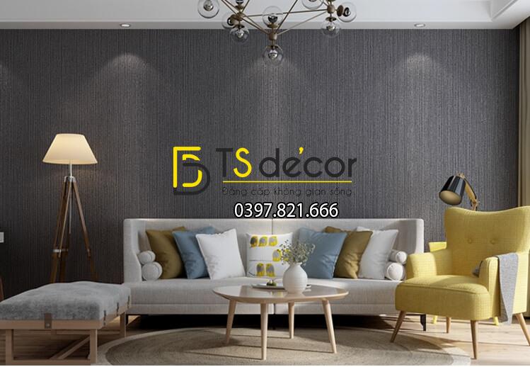 Giấy dán tường một màu giả vải 3D281 màu ghi đen