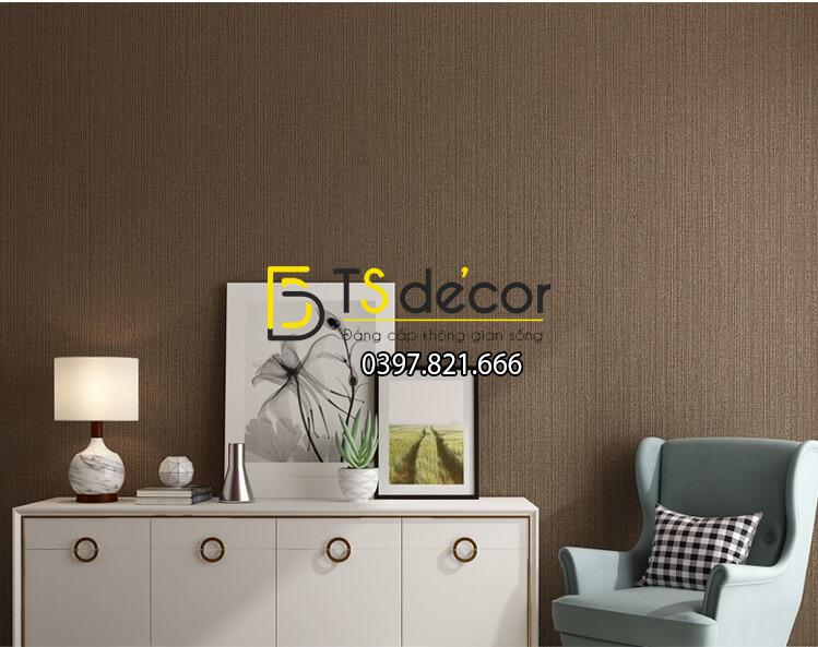 Giấy dán tường một màu giả vải 3D281 màu nâu cafe