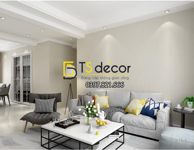 Giấy dán tường một màu giả vải 3D281 màu trắng