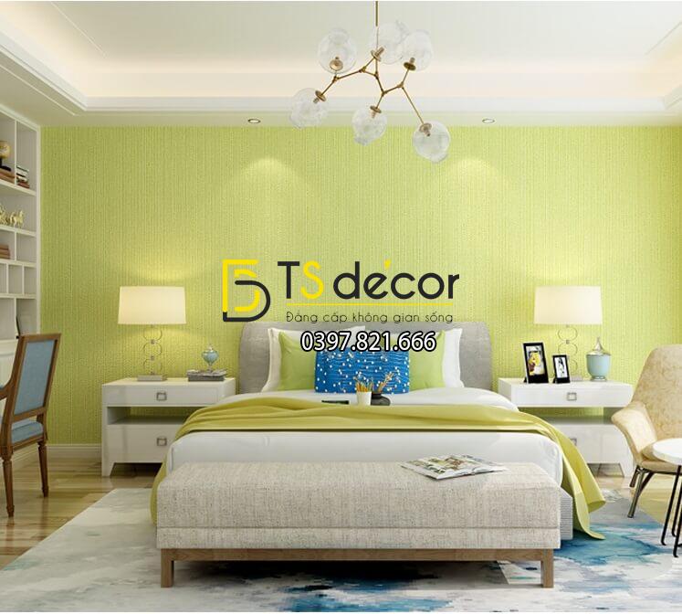 Giấy dán tường một màu giả vải 3D281 màu vàng