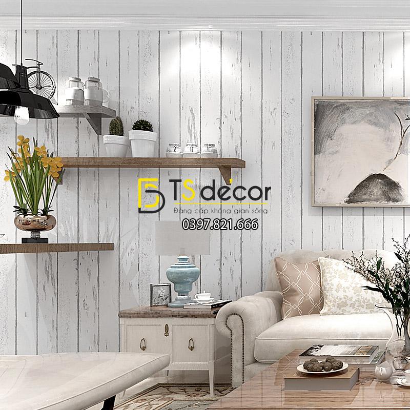 Giấy dán tường giả gỗ phong cách Nostalgia 3D089 trang trí phòng khách