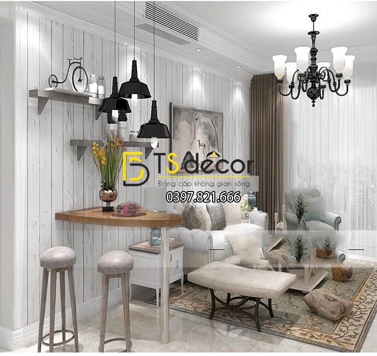 Giấy dán tường giả gỗ phong cách Nostalgia 3D089 trang trí phòng khách