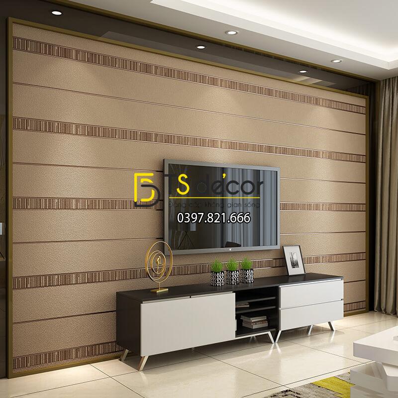 Giấy dán tường sọc ngang hiện đại 3D272 màu cafe
