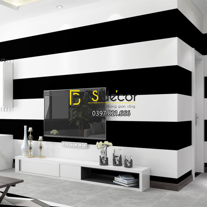 Giấy dán tường sọc trắng đen to 3D283