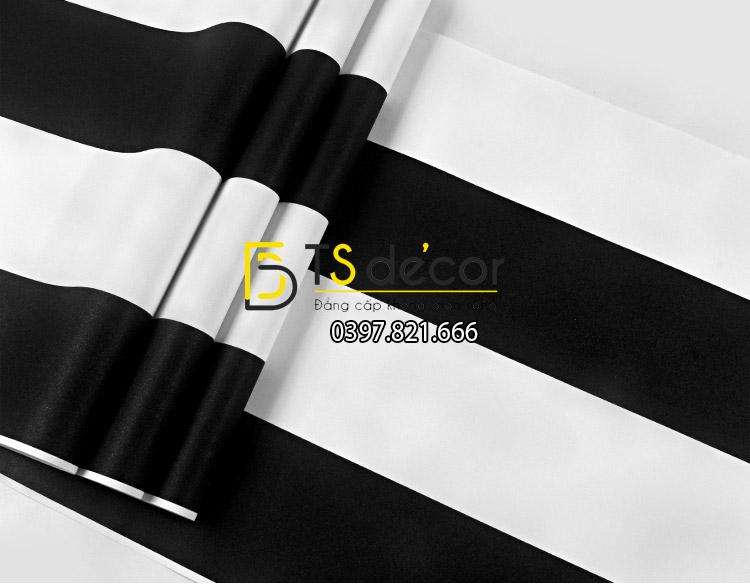 Bề mặt Giấy dán tường sọc đen trắng hiện đại 3D086