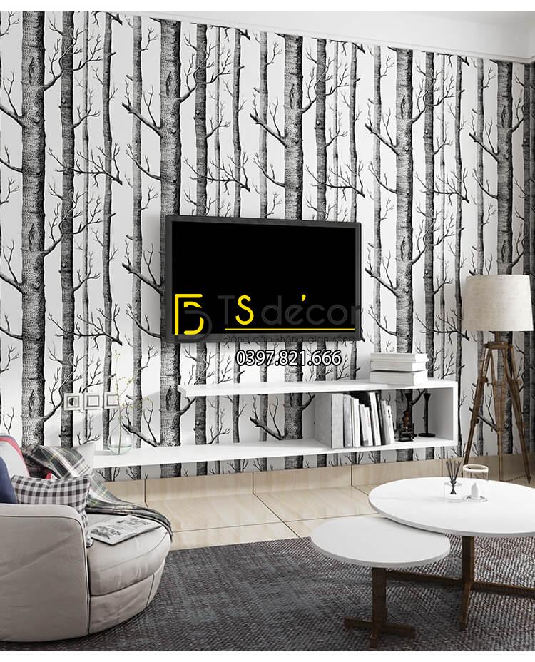 Giấy dán tường thân gỗ đen 3D312