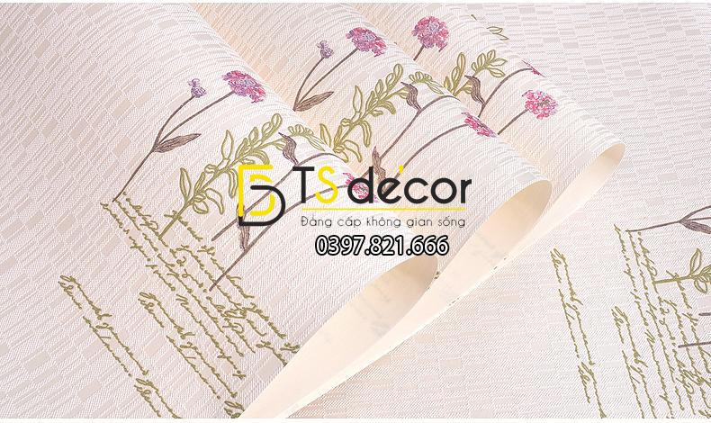 Bề mặt Giấy dán tường vườn hoa màu hồng và chữ 3D155