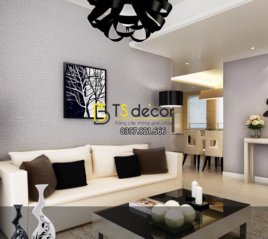 Giấy Dán Tường Kiểu Nhám Đơn Giản 3D078 màu xám tại phòng khách