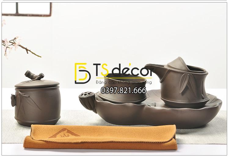 Khay trà hình lá sen kt01 sang trọng