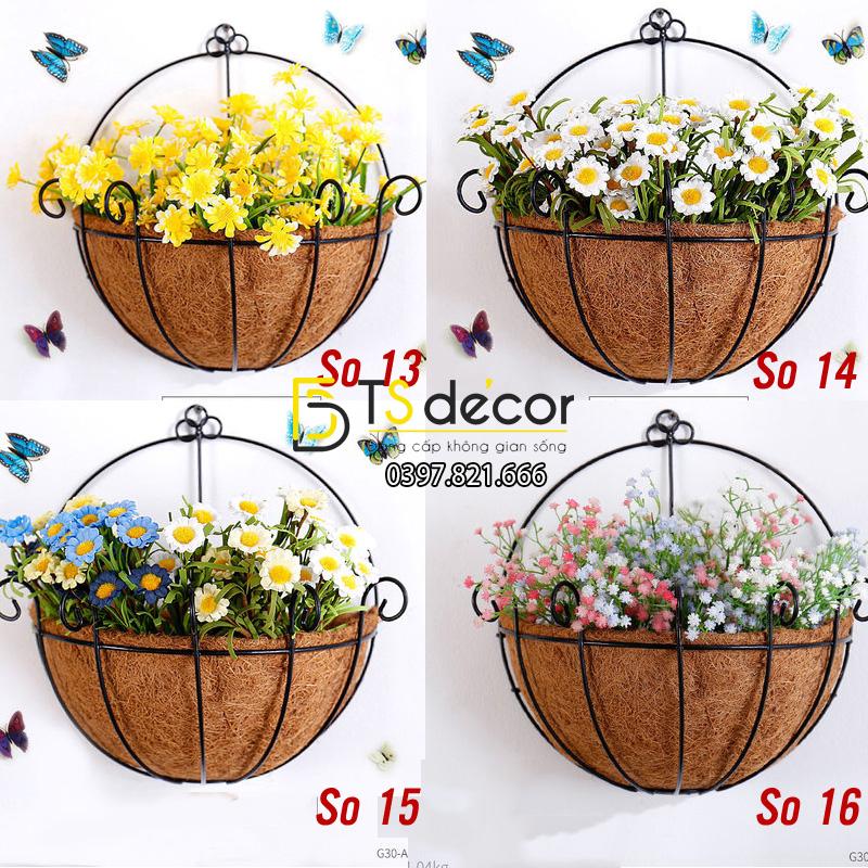 Lẵng hoa rơm trang trí quán cafe trà sữa DC04 – 05