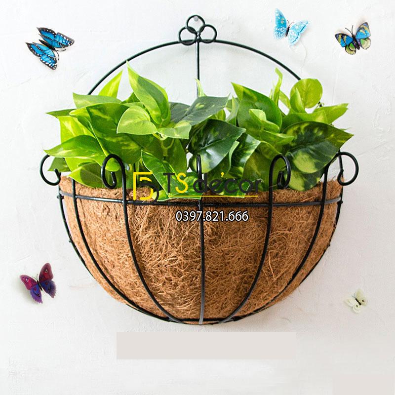 Lẵng hoa rơm trang trí quán cafe trà sữa DC04