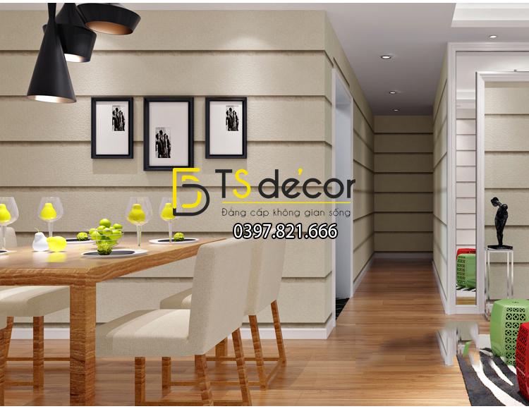 Giấy dán tường kẻ sọc 3D giả tường 3D073 màu be