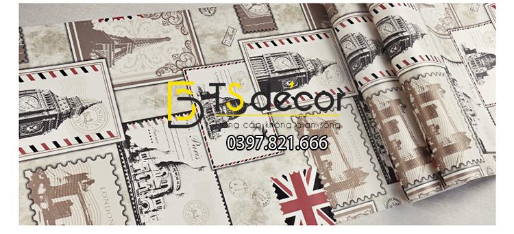 Bề mặt Giấy dán tường họa tiết tem thư 3D157
