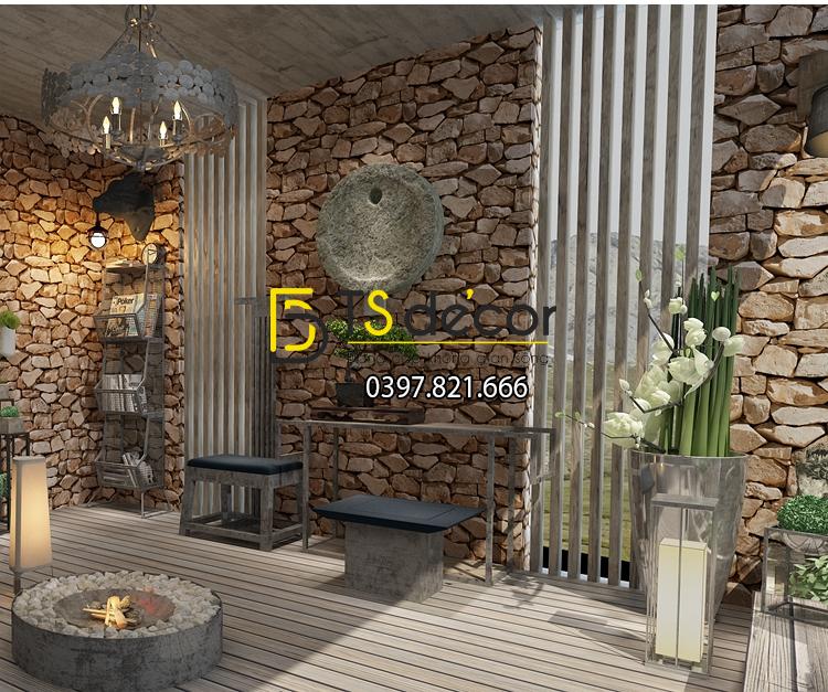 Giấy dán tường 3D họa tiết giả đá 3D043 màu xám trắng