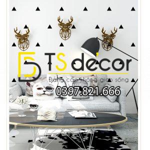 Giấy Dán Tường Họa Tiết Tam Giác Đen Trắng 3D048 - Ảnh 4