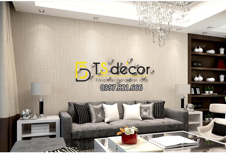 Giấy dán tường sọc sofa đơn giản màu trắng
