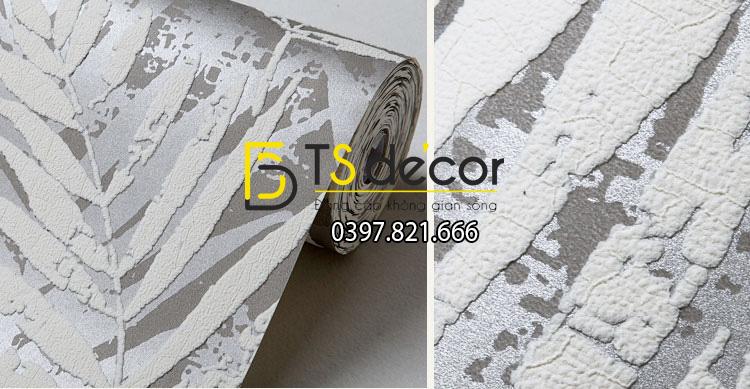 Giấy dán tường lá cọ màu trắng 3D160