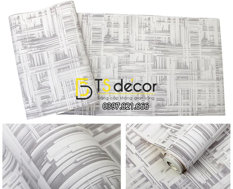 Giấy dán tường thanh sắt đan xen 3D156 màu trắng