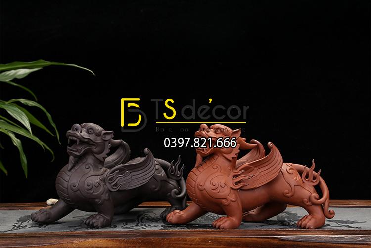 Tượng Kỳ lân trang trí DTT05 màu đỏ đen